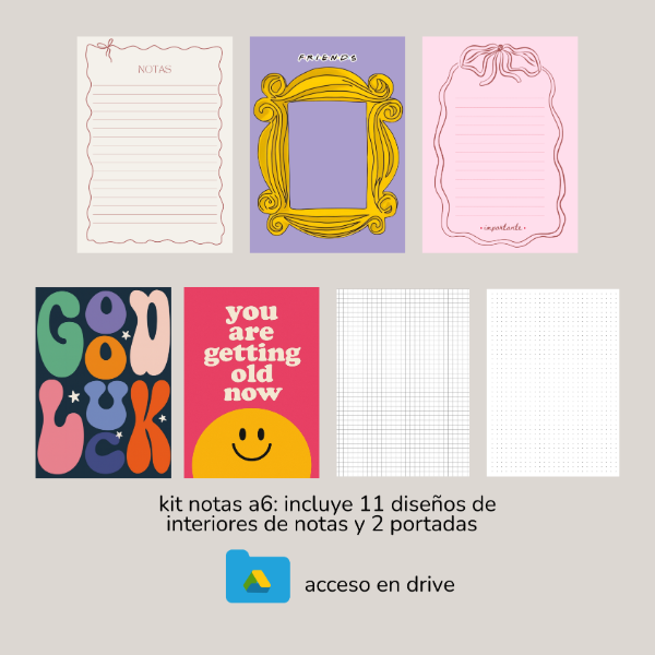 Producto - KIT Notas a6 + interiores y portada Archivo Digital