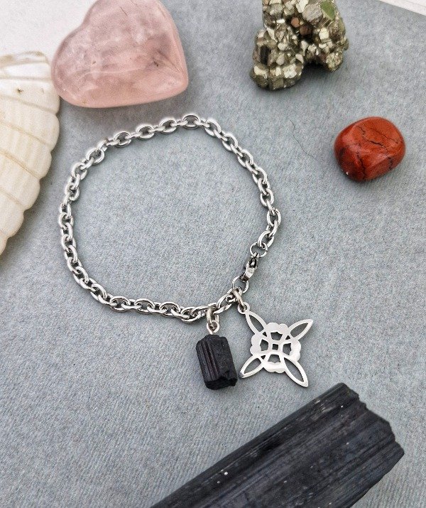 Producto - PULSERA TURMALINA NEGRA Y NUDO BRUJA