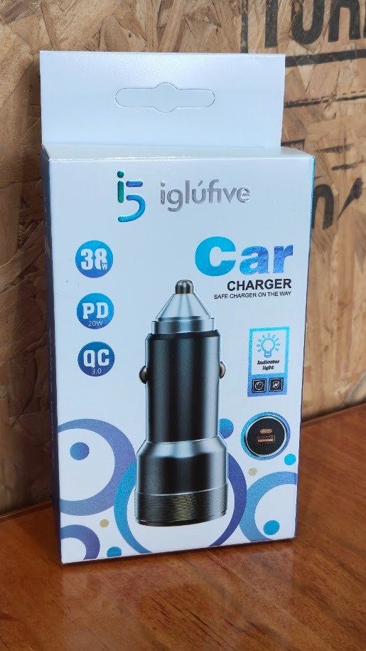 Producto - Cargador De Auto Rápido IGLUFIVE 12V USB Tipo C Negro 38W - 2
