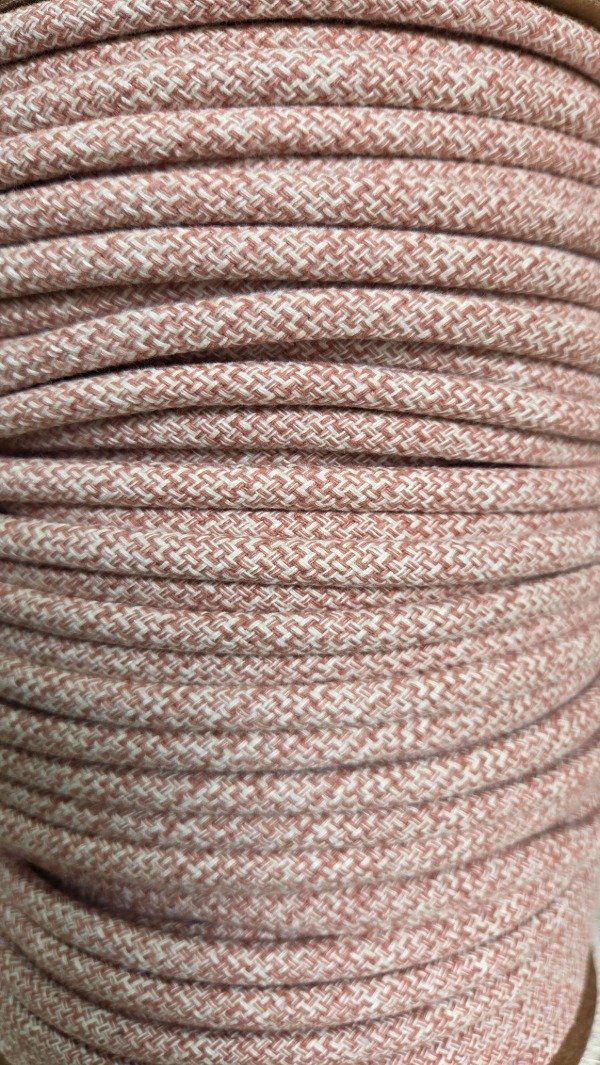 Producto - Cordon de algodón trenzado 6mm MELANGE ROSA VIEJO Y CRUDO - 0