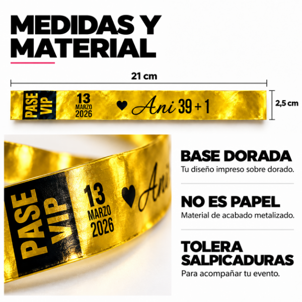 Producto - Pulseras Doradas Personalizadas para Fiestas y Eventos - 3
