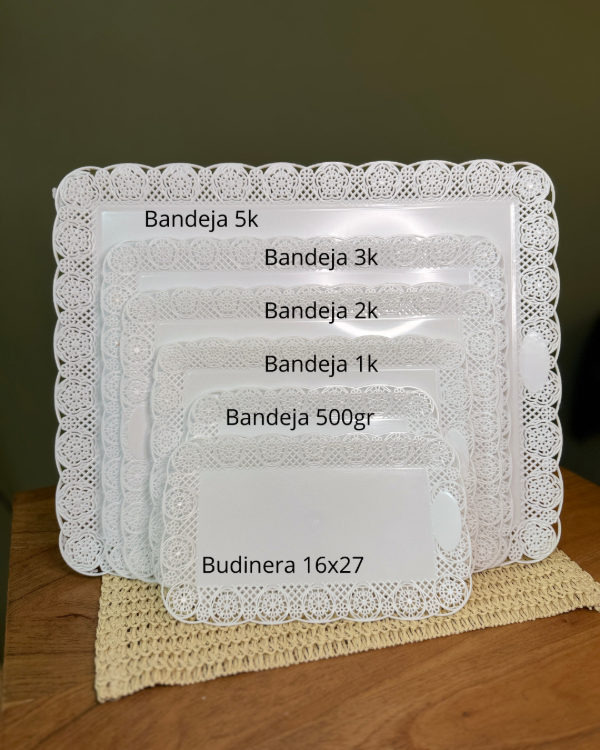 Producto - Bandeja Rectangular con blonda Plástica