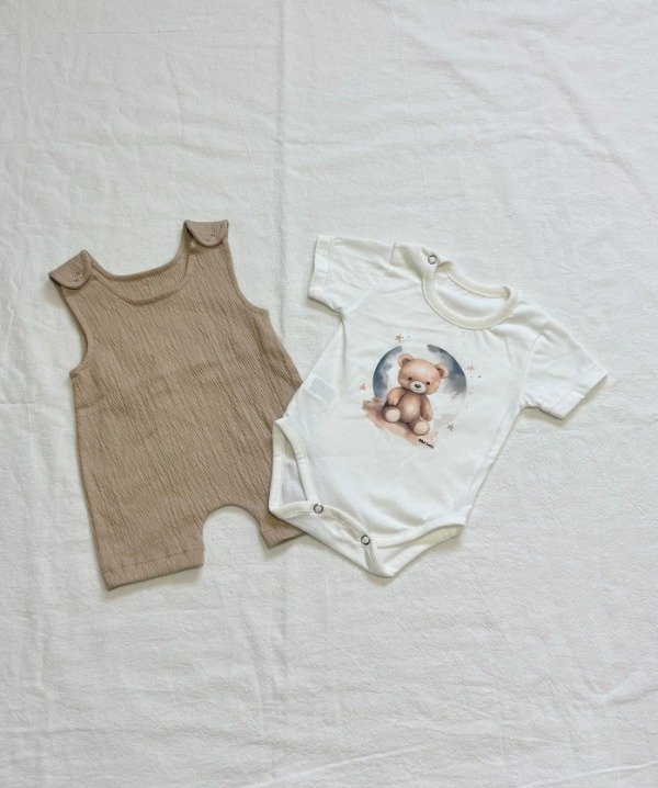 Producto - Conjunto Jardinero + Body Beige