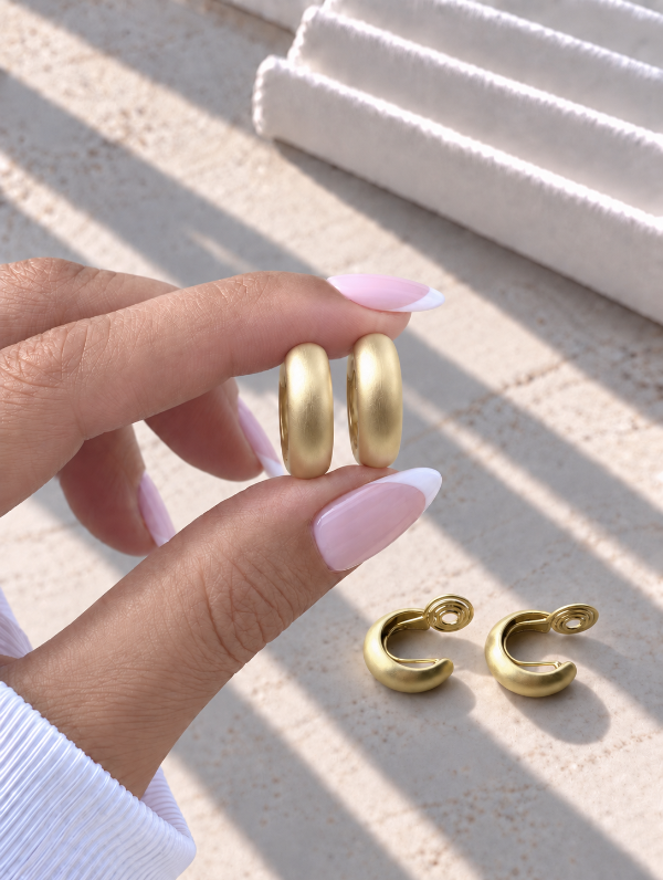 Producto - ARGOLLAS CLIP DORADAS ESMERILADAS 1152