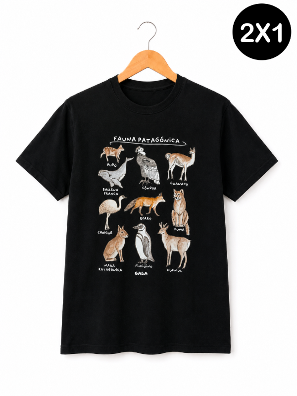 Producto - REMERA FAUNA PATAGÓNICA - NEGRO