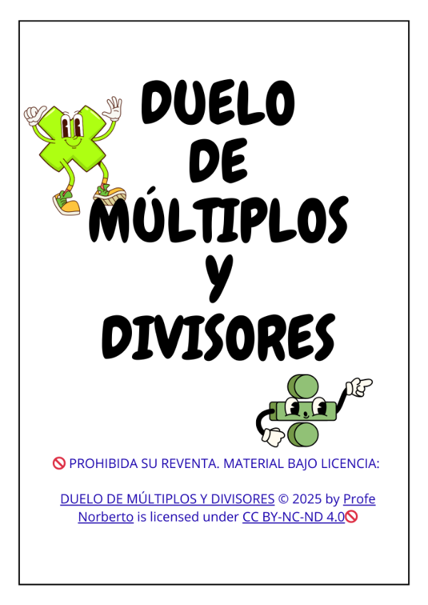 Producto - DUELO DE MÚLTIPLOS Y DIVISORES