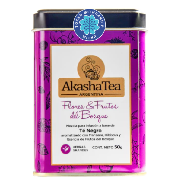 Producto - Akasha Tea Flores y Frutos del Bosque. Té en Hebras. Lata x 50 g