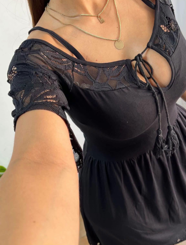 Producto - VESTIDO DE MODAL CON ENCAJE - 1