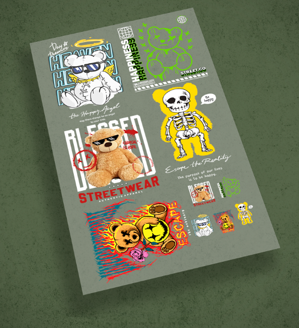 Producto - Pack de estampas Osos 3 - ESTAMPAS DTF TEXTIL