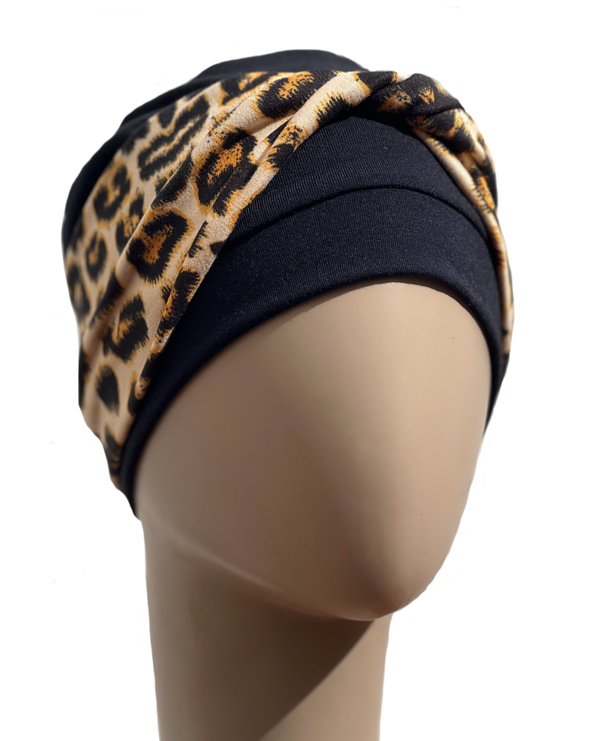 Producto - Turbante Alma combinado Negro/Animal Print