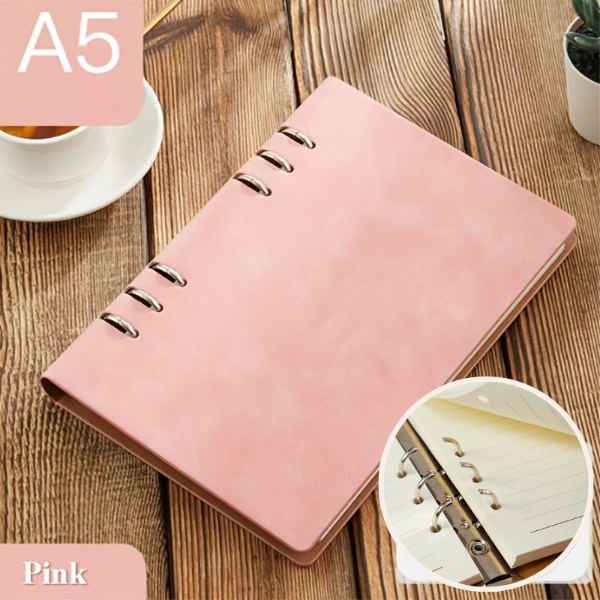 Producto - Cuaderno A5 cuerina minimalista con Block b5 en Rosa