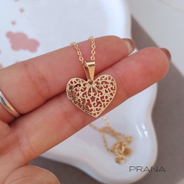 Producto - Colgante Corazón Calado 1,3cm  - 45cm