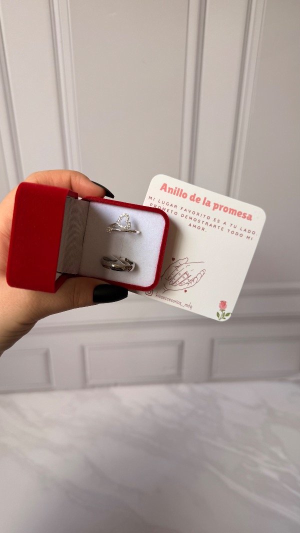 Producto - Caja de anillos de la promesa - alianza + anillo corazón regulable - 0