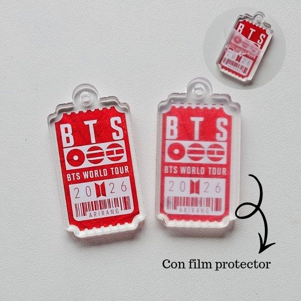 Producto - Dije de acrílico simple faz Ticket BTS - 1