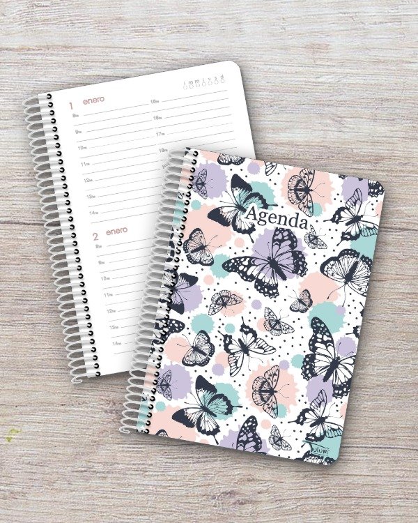 Producto - Agenda Perpetua A5 - 2 días por página - dis. butterflies