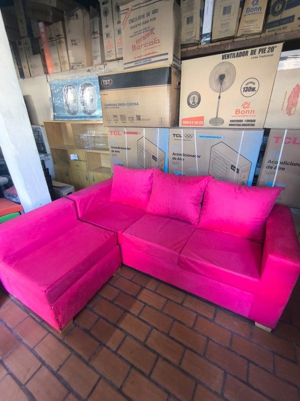 Producto - Juego de living 2 mts con camastro (rosa fucsia) - 2