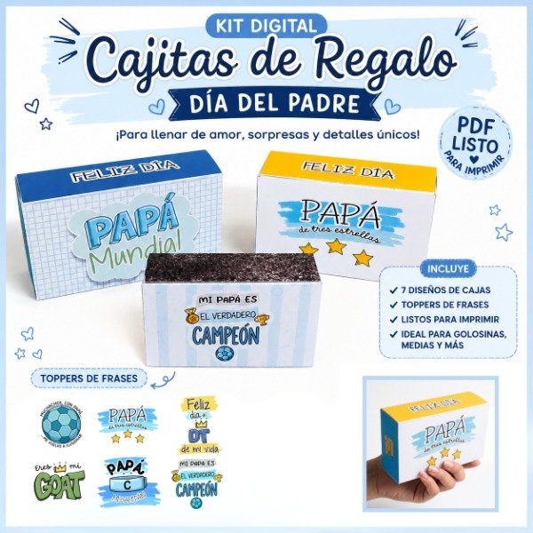 Producto - Kit Digital Día del Padre - 7 Cajas Imprimibles Listas para Vender