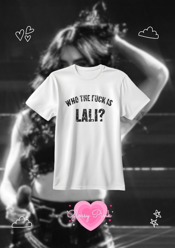 Remera  Who The Fuck Is Lali - VINILO GLITTER NEGRO