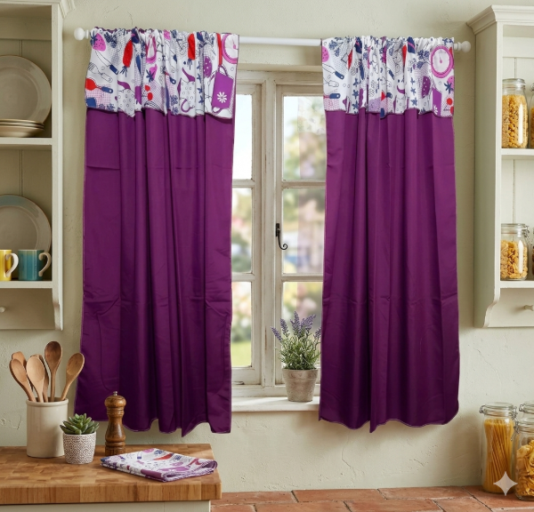 Producto - Juego de Cortinas para Cocina Uva "Utensillos" 115 x 125 cm