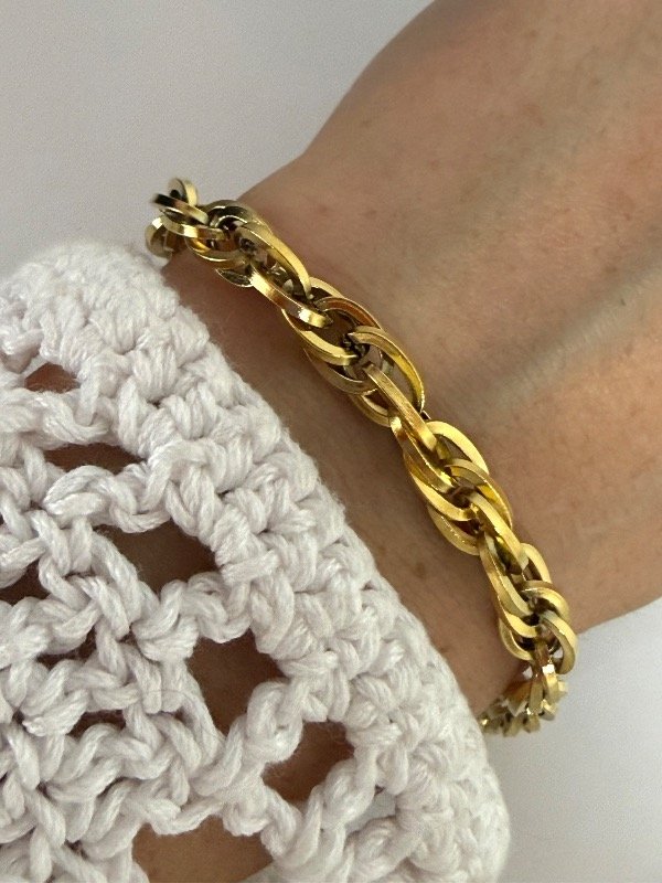 Producto - PD177 Pulsera torzada gruesa largo 20 cm acero dorado