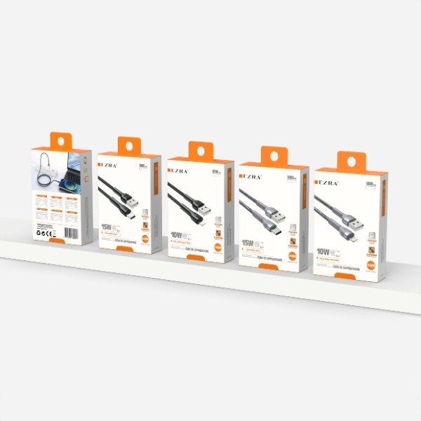 Producto - Cable Mallado Metalizado de Carga, Datos USB-IOS 3A 15W EZ-W75.