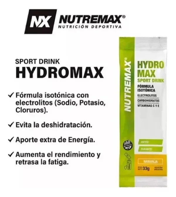 Producto - Sobres HYDROMAX sport drink - Caja 20 unidades NUTREMAX - 2