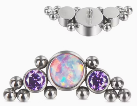 Producto - Labret cluster 2 zirconias, opalo y filigranas