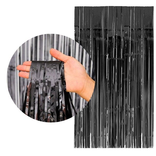 Producto - Cortina lluvia metalizada color negro