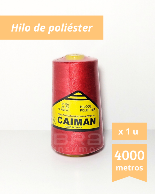 Producto - Hilo de Poliéster Caimán - Rojo (x 1 Cono de 4000 Metros)