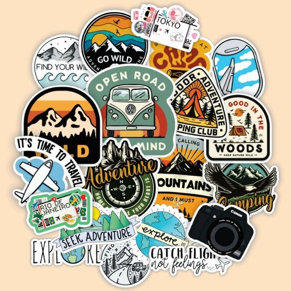 Producto - Pack 20 Stickers Vinilo Uv Premium - Viaje 2