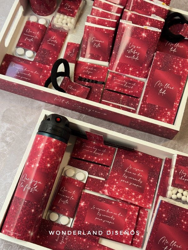 Producto - Kit de Baño - Diseño Glitter Rojo