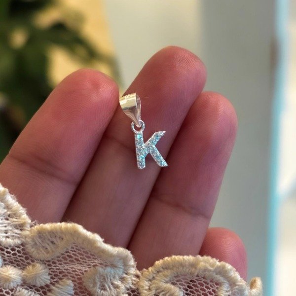 Producto - Letra K de plata con cubics (cod. 746)