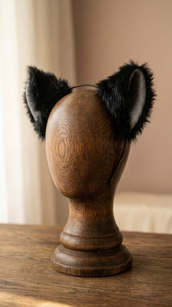 Producto - Vincha de gato o lobo negro int. Gris - 3