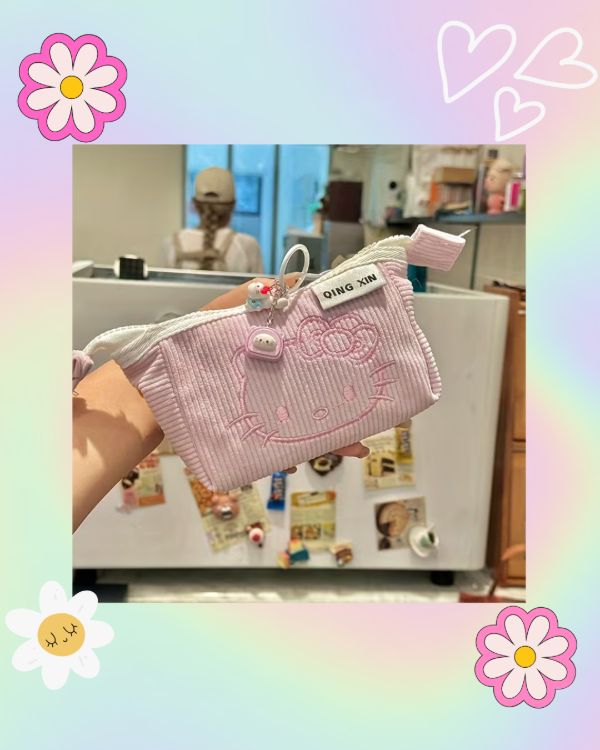 Producto - Cartuchera de Pana Hello Kitty Bordada - 1