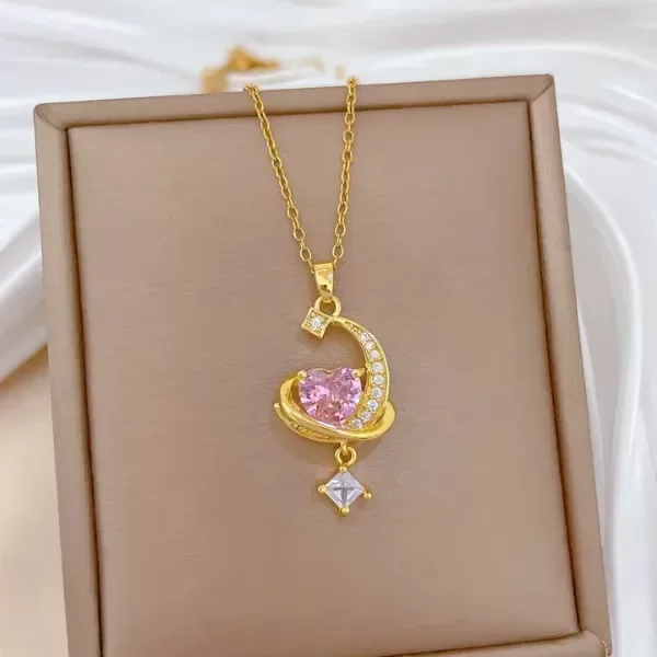 Producto - Collar luna heart rosa