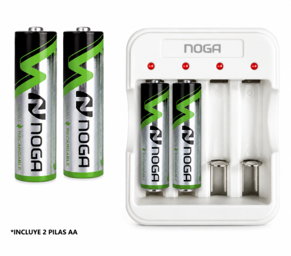 Producto - CARGADOR USB NOGA CON PILAS AA RECARGABLES 2700MaH
