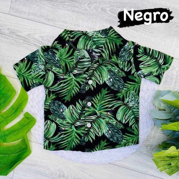 Producto - CAMISA HAWAIANA NEGRA C/VERDE PERICOS