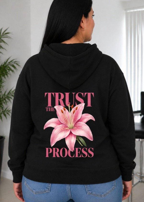 Producto - Buzo Canguro Oversize Negro (TRUST THE PROCESS)