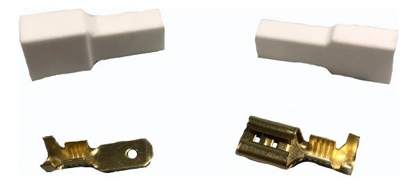 Producto - JUEGO BLANCO TERMINAL PALA MACHO Y HEMBRA + AISLANTES 6.3 MM