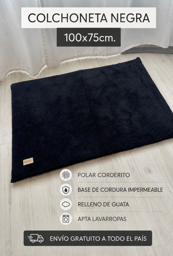 Producto - COLCHONETA POLAR CORDERITO NEGRA