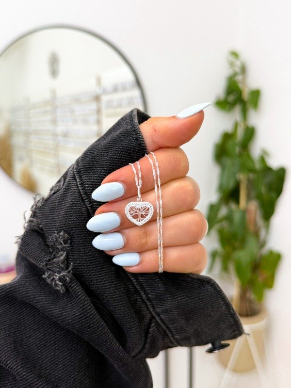 Producto - Cadenita plata 925 corazón cubic árbol de la vida