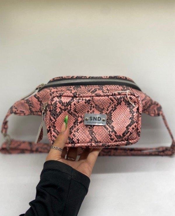 Producto - RIÑONERA ECO CUERO SND - REPTIL ROSA