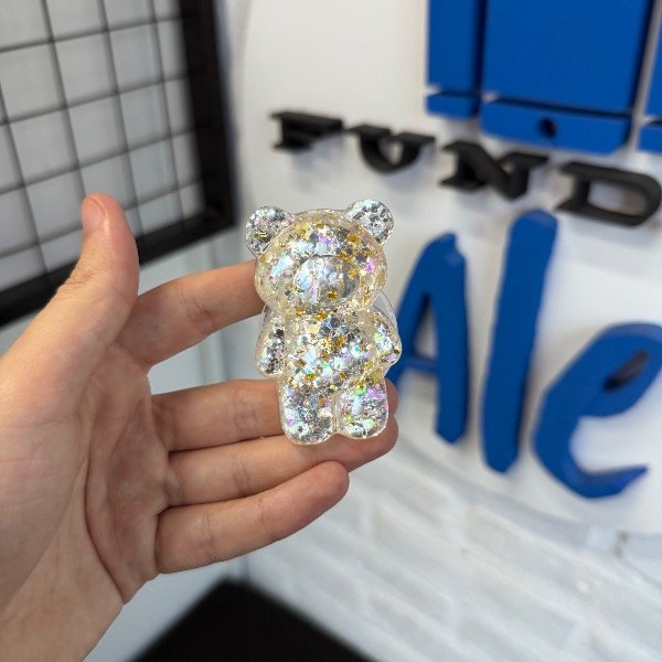 Producto - Pop Socket Oso brilloso blanco