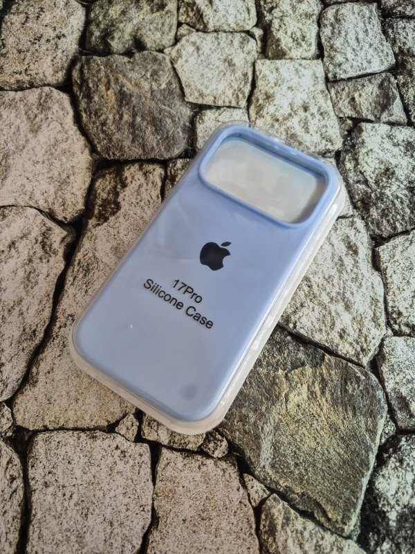 Producto - Funda silicone case con logo Iphone 17 Pro celeste
