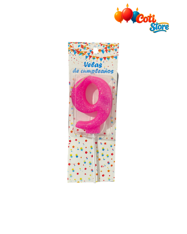 Producto - Vela Numerote Rosa con Luz Nro 9
