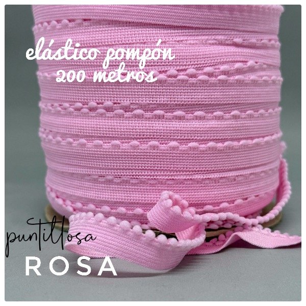 Producto - Elastico Pompon rollo 200mt Rosa