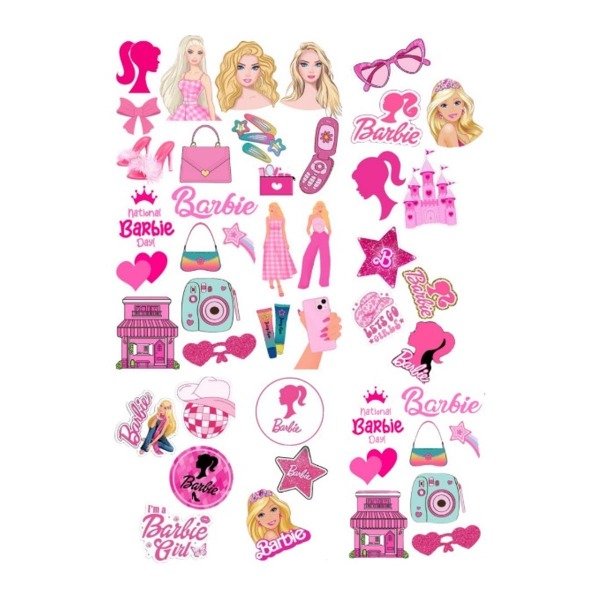 Producto - PLANCHAS A4 PREDISEÑADAS BARBIE - TATUAJES TEMPORALES - 2