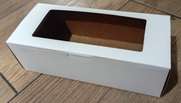 Producto - Caja Budin Cartulina Americana blanca 22.5x9.5x7 cm y Ventana abierta x15 unid.