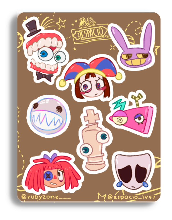 Producto - Plancha de Stickers Mini Digital Circus