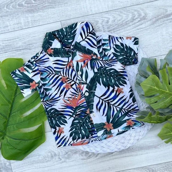 Producto - CAMISA HAWAIANA BLANCA C/NARANJA